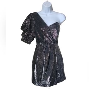 DO+ BE Silver One Shoulder Party Dress Size S